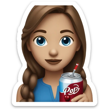 Drinking dr pepper cherry flavoured Brown hair girl blue eyes sticker