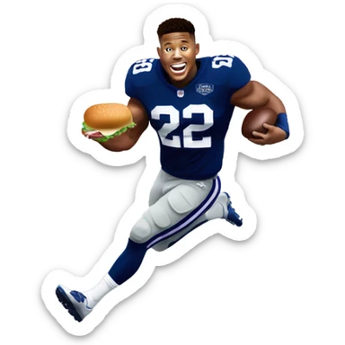 Saquon Barkley running away with food sticker
