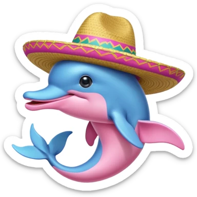 Delfin rosado con sombrero  sticker