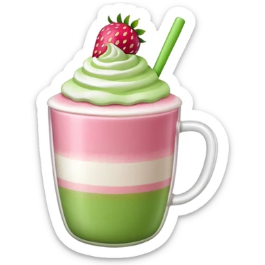 strawberry matcha latte sticker