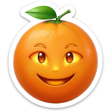 Cinematic Realistic Orange Emoji, Juicy and vibrant, with a bright, glossy skin that gleams in the light, revealing a slight texture from the natural pith. The orange segments peek through as the fruit radiates refreshing energy. Soft glowing outline, capturing the essence of a sweet, zesty burst of flavor in a perfect orange! sticker