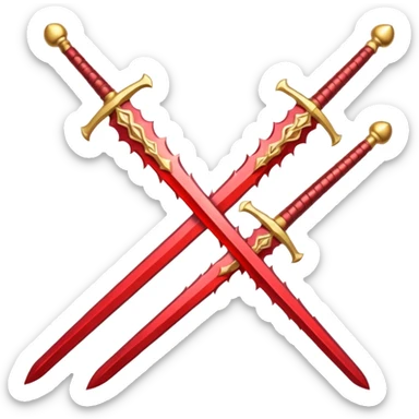 glitter red two sword sticker