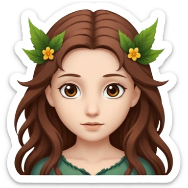 fae with gray eyes and long brown hair sticker