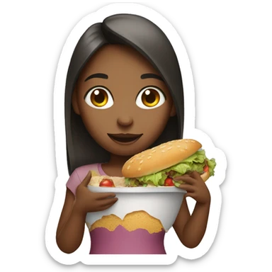 Girl with food sticker