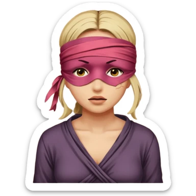 Bondage sexy  lady blindfolded tied door sticker