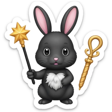 Black bunny with wand  sticker