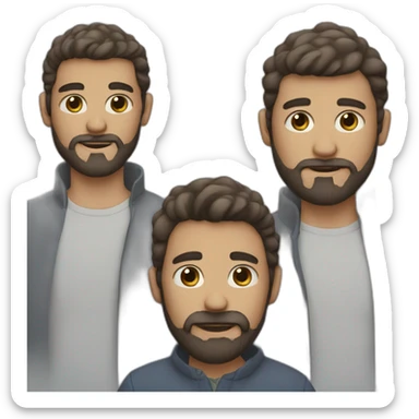 three brothers, two of them with beard sticker