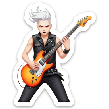 Icon for Metal Music: Manowar performing live, with powerful imagery of the band on stage, electric guitars, drums, and heavy metal energy. The background features a fiery stage and intense lights, reflecting the epic atmosphere of their concert. Transparent background. sticker