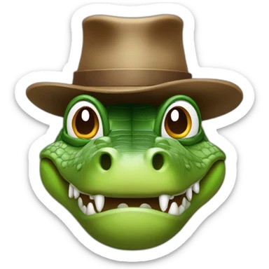 a crocodile with a brown hat sticker