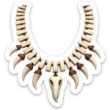 stone age necklace without human skeleton with elephant teeth and animal bones sticker