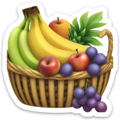 Fruit basket banana apple pineapple grape and orange sticker
