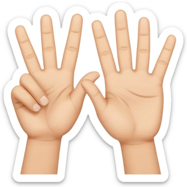 W V as hand signs. 5 fingers on each hand sticker