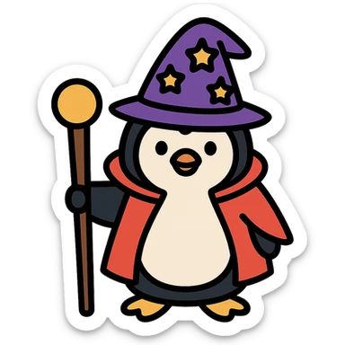 penguin wizard sticker