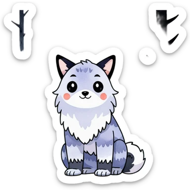 watercolor furry creature in a misty forest sticker