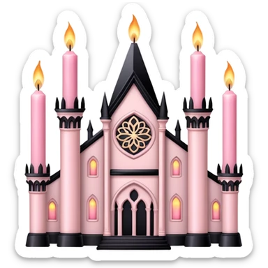 Gothic architecture with light pink candles sticker