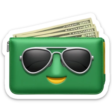 Aviator money emoji, wallet full of cash, casino vibe, premium 3D emoji style, clean, no background
 sticker