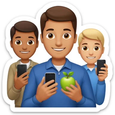apple mobile phone man team sticker