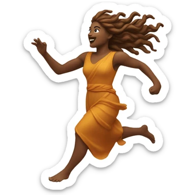 autumn goddess sprinting, with a large stride and arms outstretched sticker