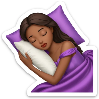 sleeping beauty brunette  black girl with a silk pillow sticker