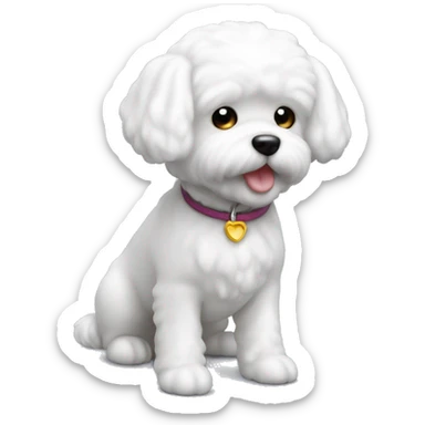 Dog bichon white mini toy sticker