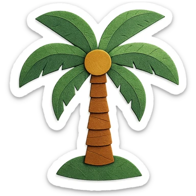 palm tree with layered paper effect on a white background, paper-craft style sticker