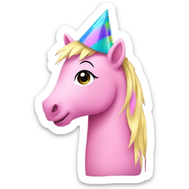 Pink pony with a party hat sticker