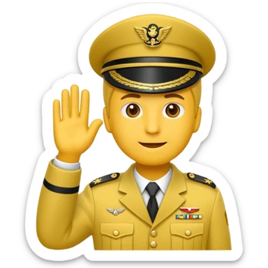 Eine salutierenden Emoji (Hautfarbe: gelb ) in Armee Klamotten männlich; salutierend mit der rechten Hand und auf der Höhe der Stirn sticker