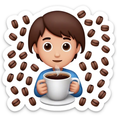 A boy made of coffee and coffee cups sticker