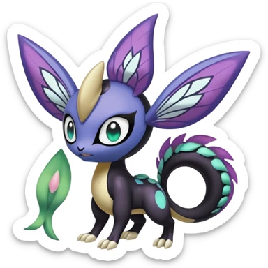Meloetta-Delcatty-Nargacuga-Noibat-Pokémon-Fakémon-fusion-hybrid-creature sticker