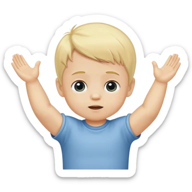Blonde baby boy arms up wanting to be held sticker