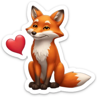 Fox blowing a heart-kiss sticker