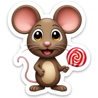 Brown mouse with lollipop sticker