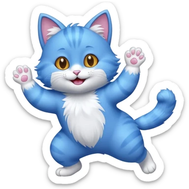 a  cute dancing blue cat sticker