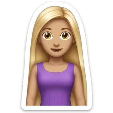 Long blond straight hair purple dress sticker
