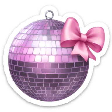 Disco ball with light pink bow sticker