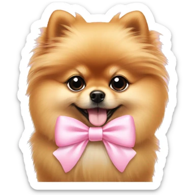 Pomeranian with a baby pink bow  sticker