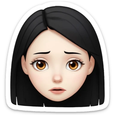 Create a girl with black hair violently choking herself sticker