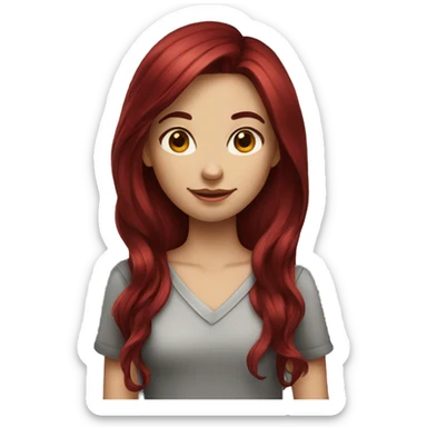 long dark red hair girl sticker