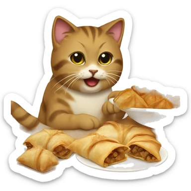 cat eating baklava sticker