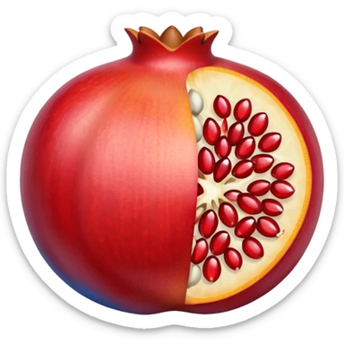Pomegranate with red, blue and orange seeds inside sticker