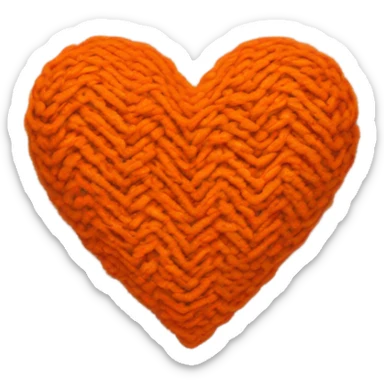 Knitted orange heart sticker