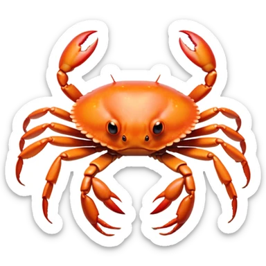 Cinematic Noble Baby Crab Portrait Emoji, Poised and curious, with a small, delicate carapace in vibrant hues, tiny, alert eyes on short stalks, and miniature, intricately detailed pincers, Simplified yet sharp and sophisticated features, highly detailed, glowing with a soft, coastal radiance, high shine, intelligent and determined, stylized with an air of seaside authority, focused and attentive, soft glowing outline, capturing the essence of a watchful and confident juvenile crustacean that appears ready to scuttle out of the screen with effortless charm! sticker
