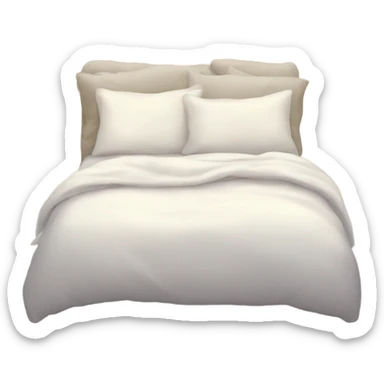 White bed with pillows and blankets, cozy vibe sticker