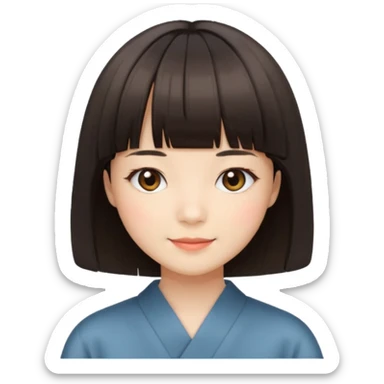 Japanese girl with bob haircut and bang sticker