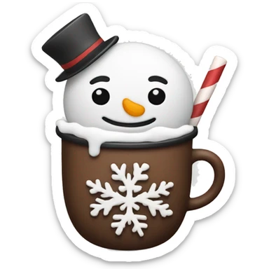 Snow man holding hot chocolate  sticker