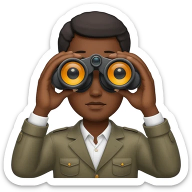 black hands holding  binoculars sticker