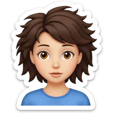 Brunette girl with funny hair sticker