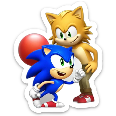 sonic the hedgehog touching a round bellied woman's stomach sticker