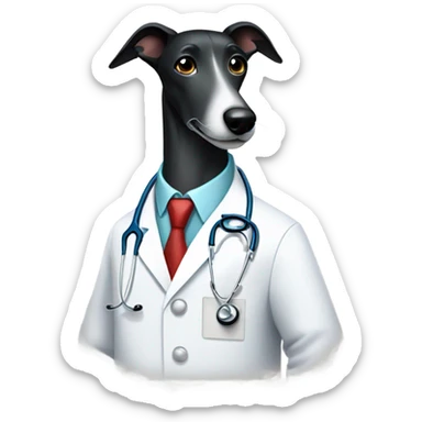 Black greyhound in doctor coat sticker