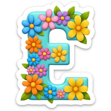 bold number 7 outlined with different cartoon flowers sticker